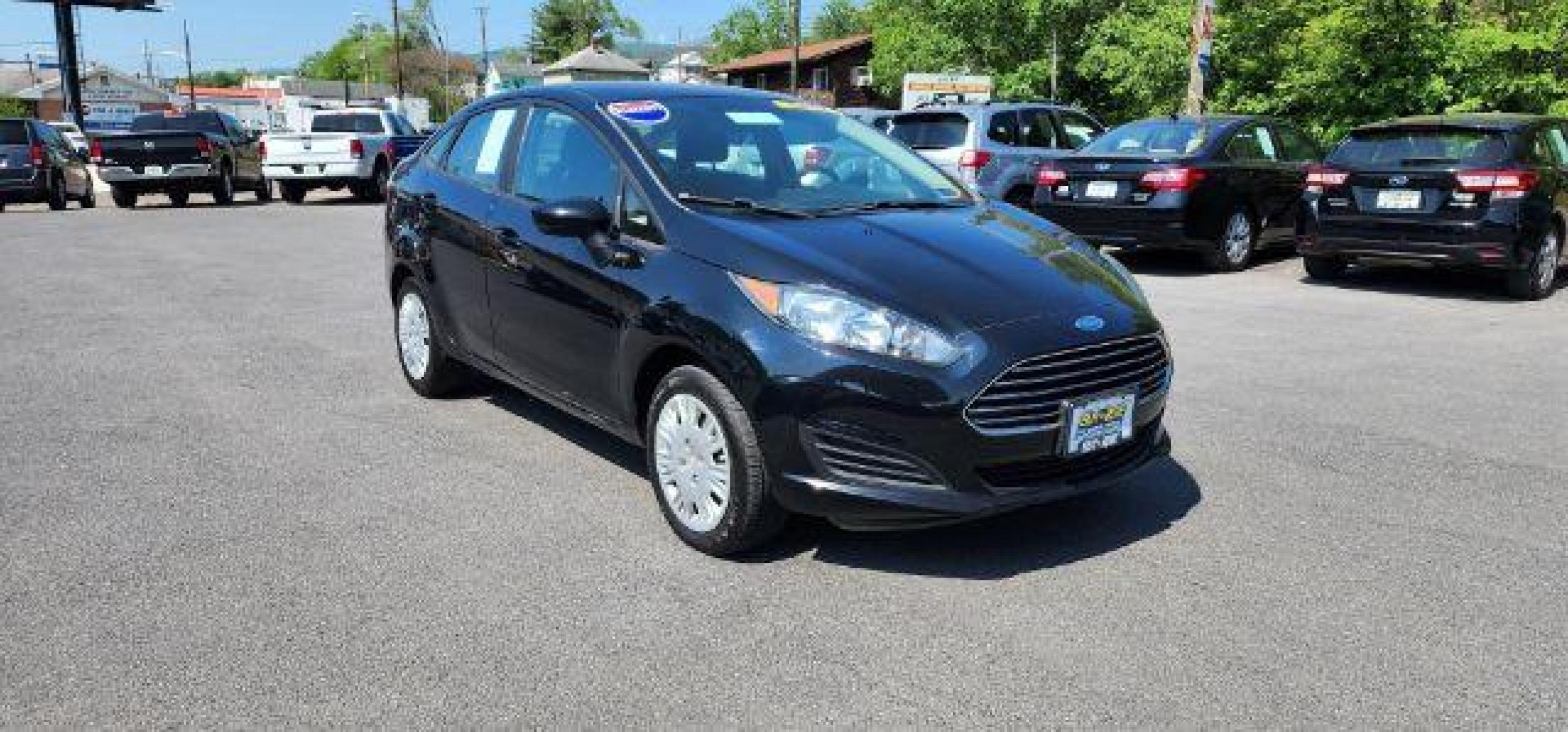 2017 BLACK /Charcoal Black w/Charcoal Accents, cloth Ford Fiesta S Sedan (3FADP4AJ9HM) with an 1.6l L4 engine, 5SP transmission, located at 353 S. Mineral St., Keyser, WV, 26726, (304) 788-7887, 39.436451, -78.981674 - Photo #0