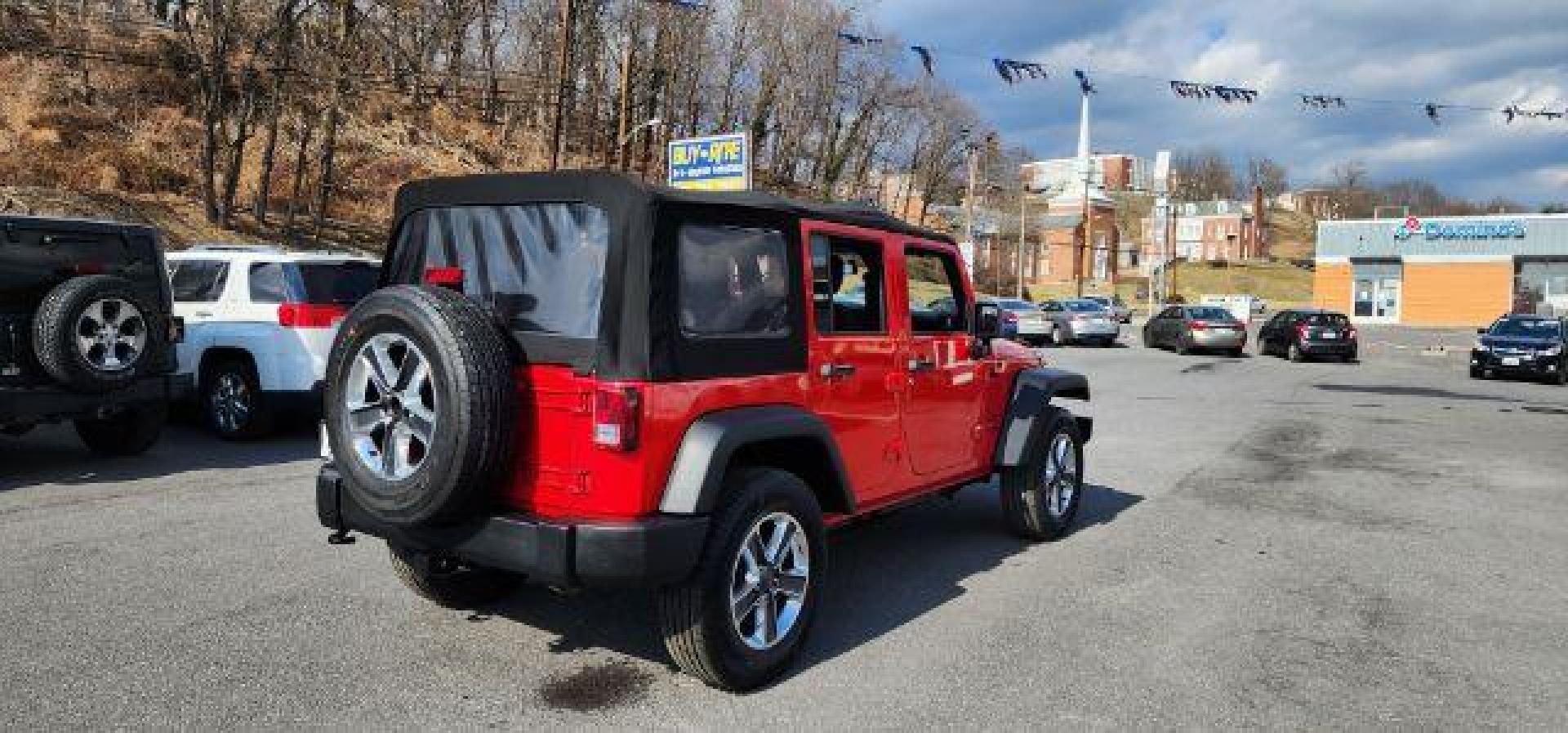 2018 RED /Black Jeep Wrangler JK Unlimited Sport 4x4 (1C4BJWDG4JL) with an 3.6L V6 engine, 6 sp transmission, located at 353 S. Mineral St., Keyser, WV, 26726, (304) 788-7887, 39.436451, -78.981674 - Photo#11