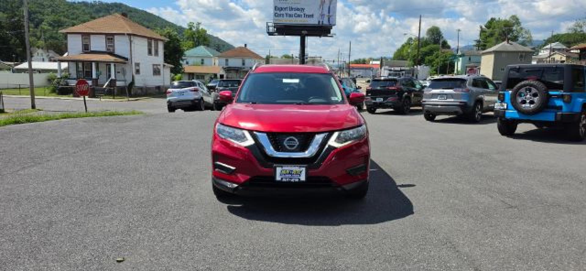 2017 Red /Charcoal, cloth Nissan Rogue SV AWD (JN8AT2MV4HW) with an 2.5L I4 engine, AT transmission, located at 353 S. Mineral St., Keyser, WV, 26726, (304) 788-7887, 39.436451, -78.981674- Photo#1